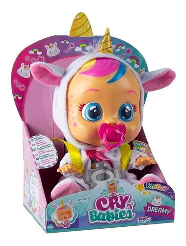 Imagen 2 de 4 de Cry Babies Unicornio Dreamy Llama Lena Muñeca Llora Baby Ed