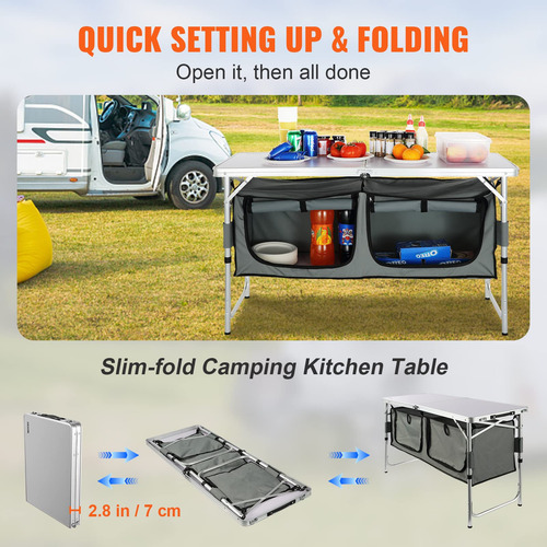 Vevor Mesa De Cocina Portátil Ajustable Para Camping