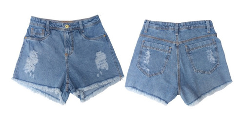 Imagem 3 de 7 de Short Brim Jeans Cintura Alta Hot Pants Coloridos Kit C/3