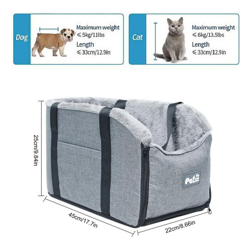 Asiento De Coche Para Perro Con Consola Central Asiento Para