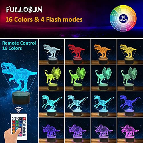 Fullosun Dinosaur Gifts, T-rex Dinosaur 3d Night Light Para 