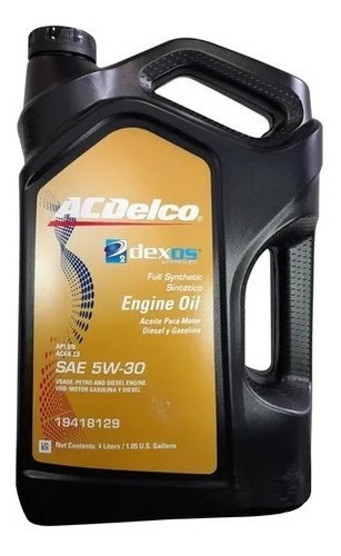 Aceite Acdelco 5w30 Dexos2 Sintetico (diesel Y Gasolina) Dpf
