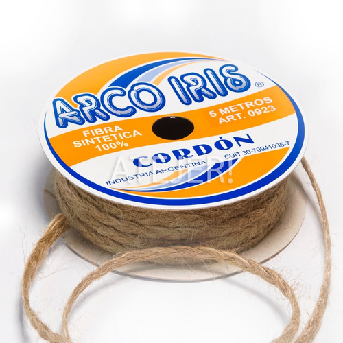 Cordón Trenzado De Yute Arco Iris Art 923 De 5mm X 5 Metros