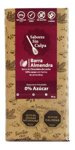 Chocolate Con Almendra Sin Azucar Sin Gluten