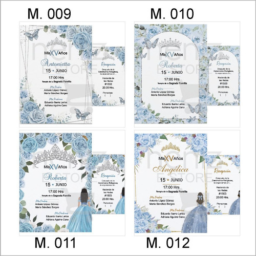 5 Invitaciones Azul Cielo+pases+sobrescelofán+sellos