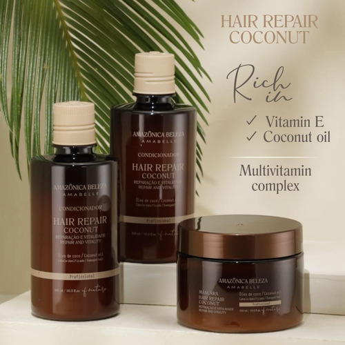 Conjunto De Shampoo E Condicionador De Coco Beleza, Repara C