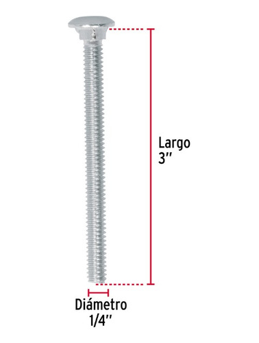 Tornillo Tipo Coche 1/4 X 3´ Redondo Metal Auto 50pz 44717