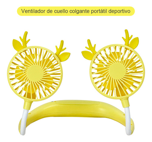 Ventilador De Cuello Portátil Usb Recargable Plegable 20 Cm N/a Amarillo Amarillo Plástico 5