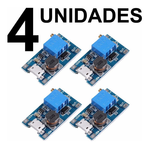 4x Módulo Regulador Dc Step-up Mt3608 Usb Conversor Arduino