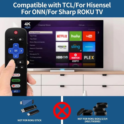 Control Smart Tv Roku, Para Tcl, Hisense, Philips,jvc Sanyo
