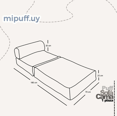 Imagen 5 de 5 de Puff Sofá Cama 1 Plaza