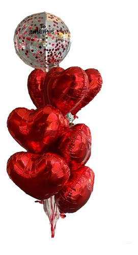 Bouquete Arreglo Globos Con Helio San Valentin Rojo San Valentín