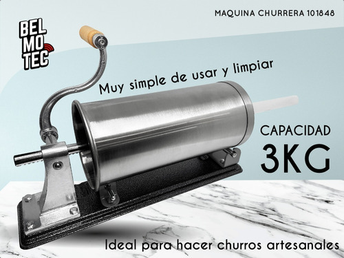 Maquina Churrera, Embutidora, Manual, Prof. Acero. Para 3kg