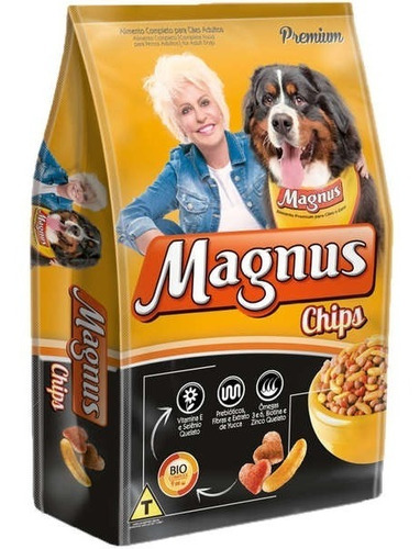 Raçao Magnus Chips Premium Para Cães Adultos - 15 Kg