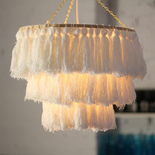Luminaria Lampara Vintage Boho Macrame