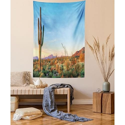 Saguaro Tapestry Twin Size, Sun Goes Down In Desert Pri...