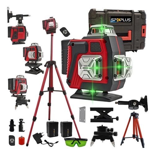 Nível Laser 16 Linhas 30m 4d 360° Com 2 Bateria+ Base+ Tripé