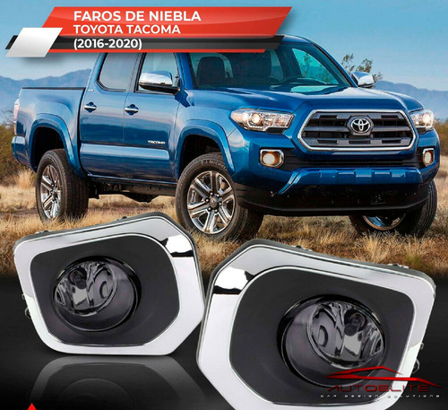 Imagen 4 de 10 de Kit Faros Niebla Toyota Tacoma 2016 2017 2018 Bisel Cromado