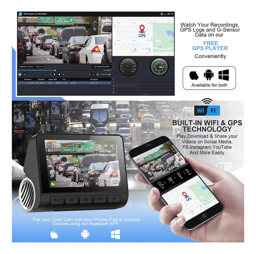 V55 4k Grabadora De Conducción Grabación En Bucle Wifi Gps