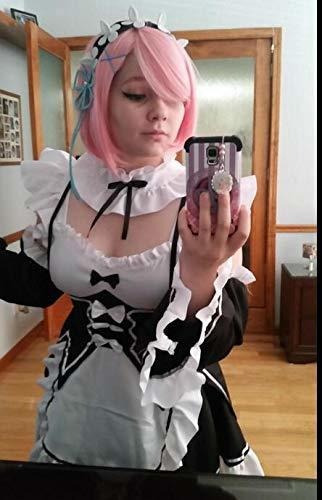Z Ram Rem Cosplay Pelucas Cortas Rosa Anime Peluca De Pelo