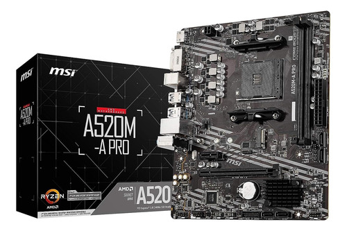 Tarjeta Madre Msi A520m-a Pro 2xddr4 64gb 4600mhz Pcie 3.0