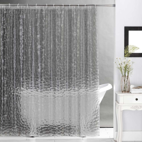 Cortina De Baño Óptica Eva 3d 180x200 Tridimensionales Negra Color Negro Sayco