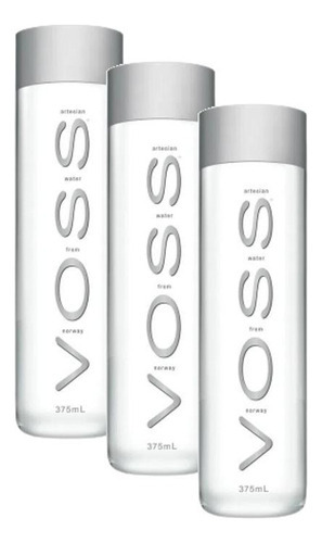 Kit 3 Agua Mineral Voss Natural Sem Gas 375ml Vidro