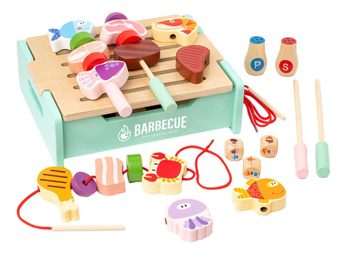 Juego De Madera Para Niños, Juguetes Para Asar , Azul