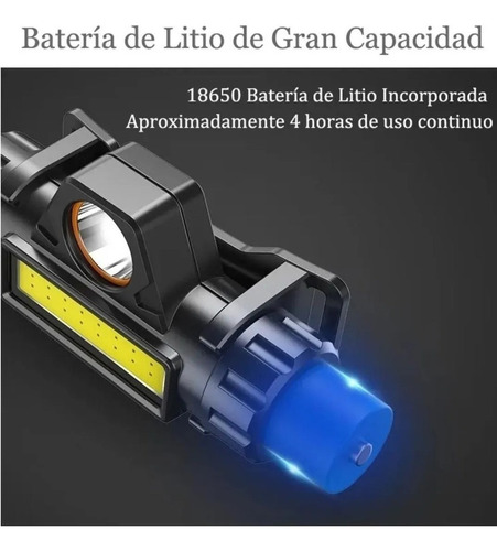 Lampara De Cabeza Usb Linterna Iluminacion Doble Recargable