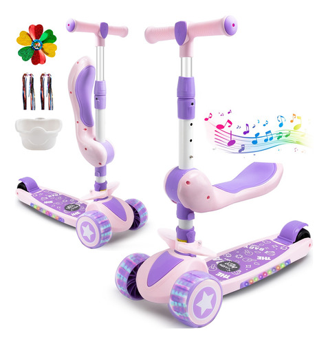 Scooter Plegable Para Niños Ajustable 3 Ruedas Con Asiento