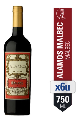 Vino Tinto Alamos Malbec 750 Ml X6 Unidades