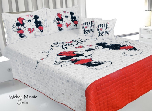 Cubrelecho Mickey Minnie Mouse Edredón Mickey Y Minnie Queen