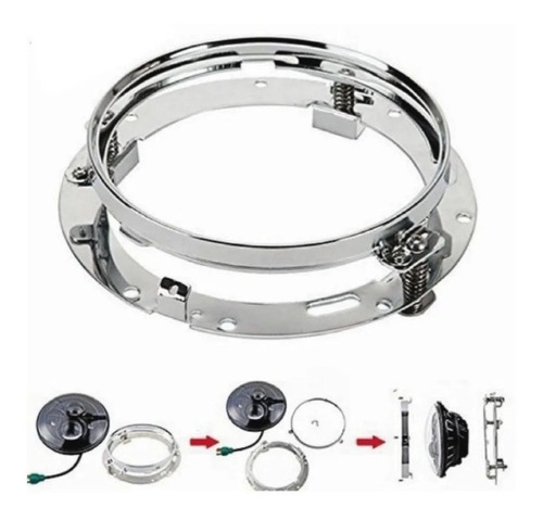 Sujetador Base Faro Metal Para Unidad 7 Auto Moto Harley
