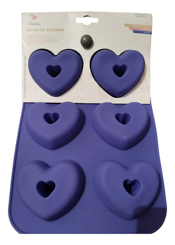 Molde Para Bizcochos / Silicona / Corazón / Hielo Y Horno Morado