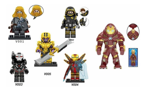 Set 6 Vengadores + Hulkbuster Lego Compatible