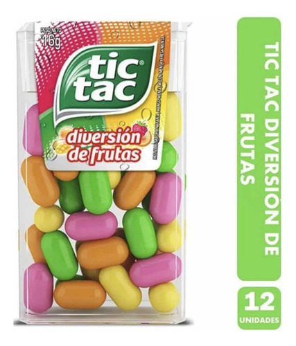 Dulce Tic Tac Fruta Diversión 12 Unidades