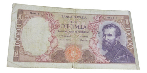 Billete De Italia 10,000 Michelangelo Año 1973 Diecimila