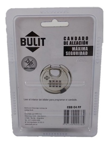 Candado Aleación 10mil Combinaciones 7 Mm Extra Fuerte Bulit