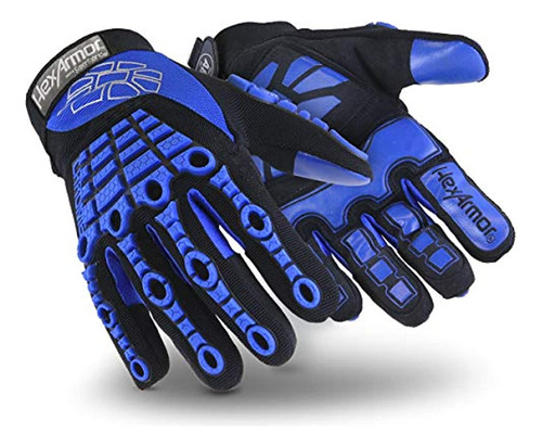 Guantes De Trabajo De Seguridad, M, Negro Y Azul