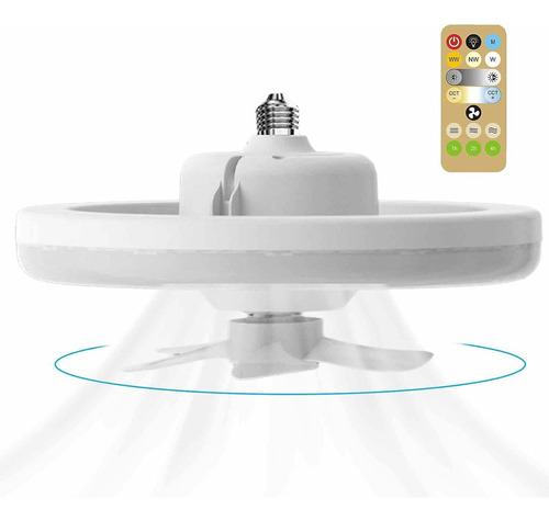 Ventilador De Techo Con Luz, Chandelier Led Con Base E27 Regulable 360 Giratoria,ventiladores Silencioso Control Remoto Led Lámpara Ventilador De Techo Con Base E27 Candelabro De 3 Velocidades