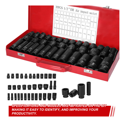 35 Piezas Juego De Dados De Alto Impacto Llave Shawty 1/2''