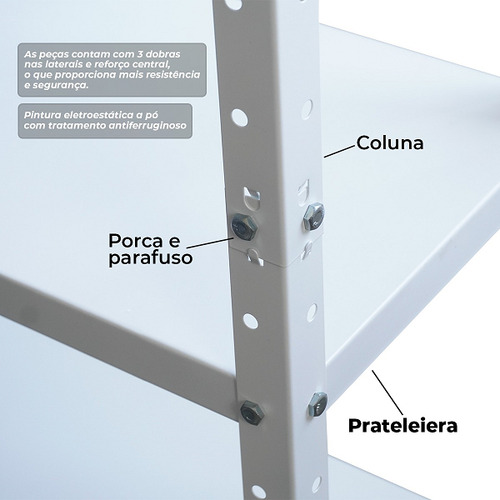 Estante Com 5 Bandejas 40cm Profundidade Fácil Montagem Slim