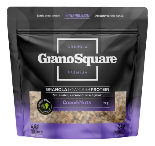 Granola Grano Square - Low Carb Protein Coco E Nuts 200g 