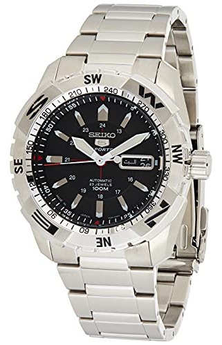 Seiko Deportes 5 Negro Esfera Acero Inoxidable Dv1eg