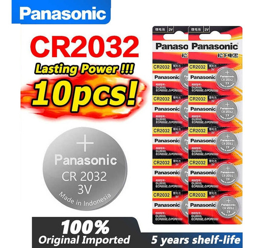 10 Pilas Cr2032  Panasonic 2032