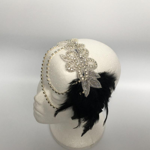4xvintage Feather 1920 Headpiece Flapper Chain Headband