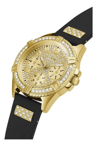 Reloj Para Mujer Guess Lady Frontier Color Negro W1160l1 Color del bisel Dorado Color del fondo Dorado