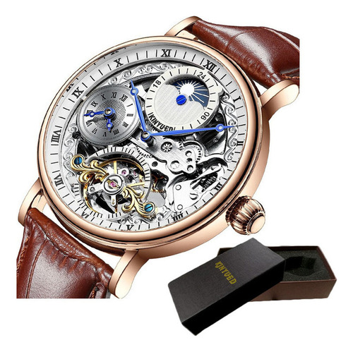 Relojes Mecánicos De Cuero Kinyued Tourbillon For Hombre