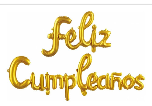 Globo Metalizado Feliz Cumpleaños Cursiva Varios Colores Dorado Metalizado