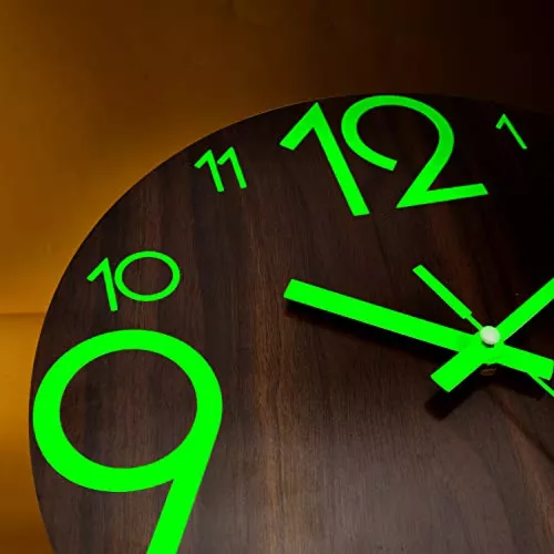  Silent - Reloj de pared decorativo de madera sin